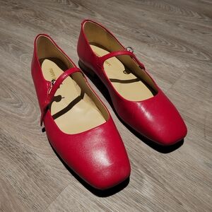 Poppy Barley Red Mary Jane Flats